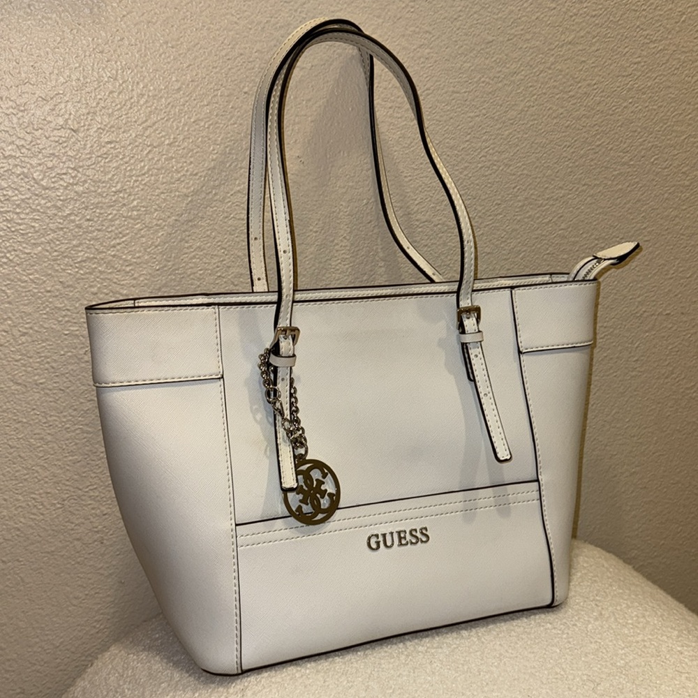 Guess White Tote Bag